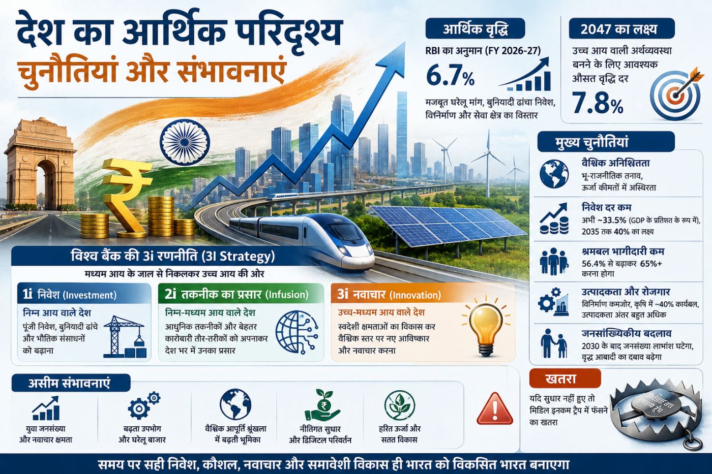 देश का आर्थिक परिदृश्य, चुनौतियां और संभावनाएं