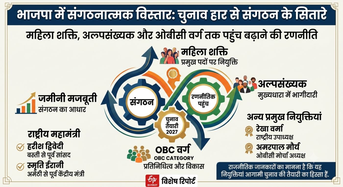 भाजपा में संगठनात्मक फेरबदल: चुनाव हारे नेताओं को मिली बड़ी जिम्मेदारियां