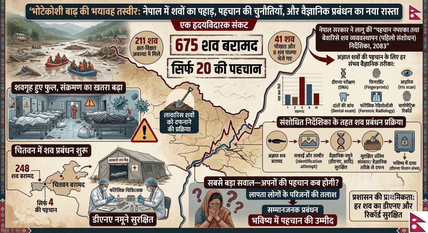 भोटेकोशी बाढ़ की भयावह तस्वीर: 675 शव बरामद, सिर्फ 20 की पहचान : नेपाल