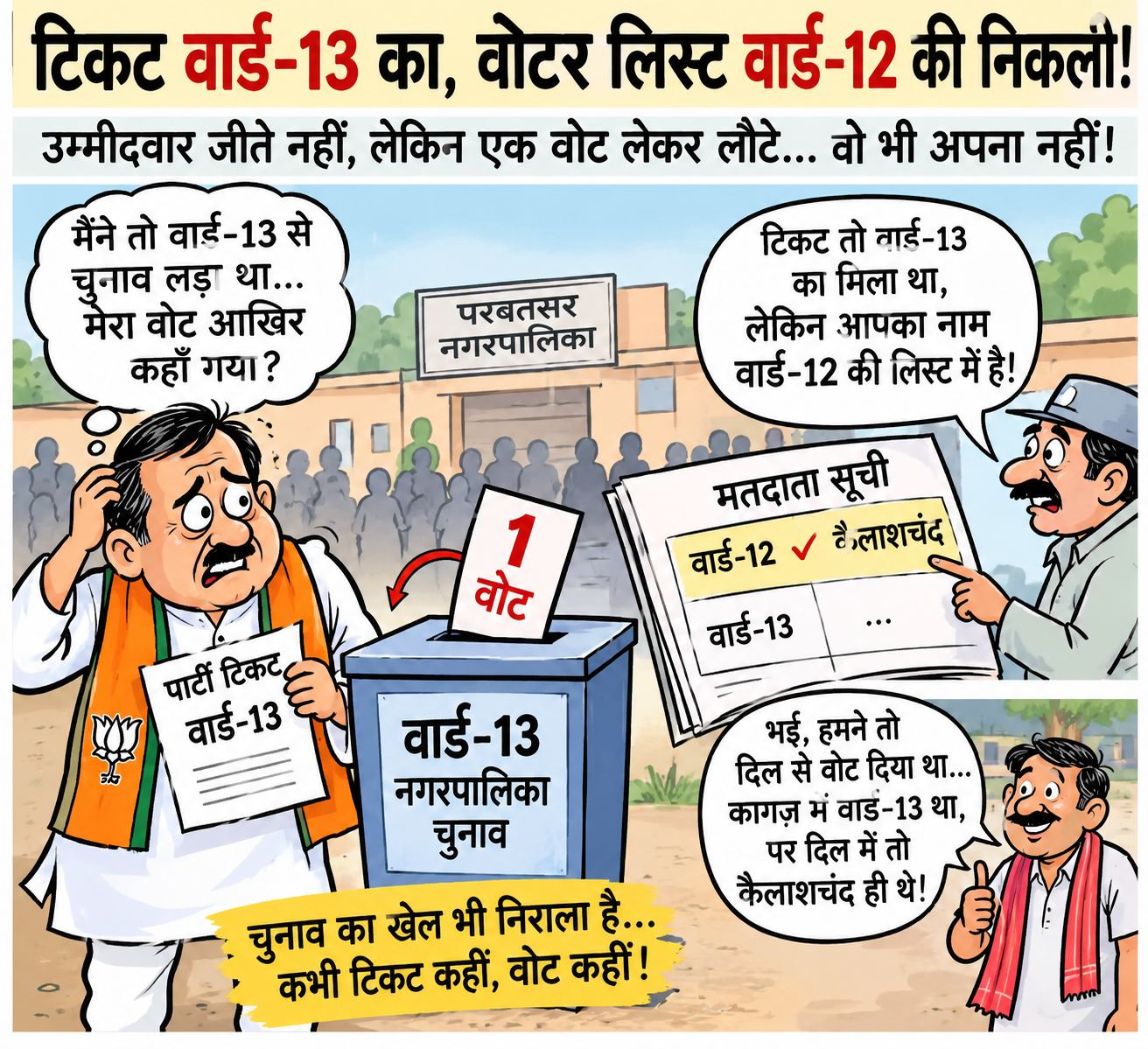 12 और 13 के चक्कर में भाजपाई नेता, मतगणना के दौरान ही नौ दो ग्यारह हो गए