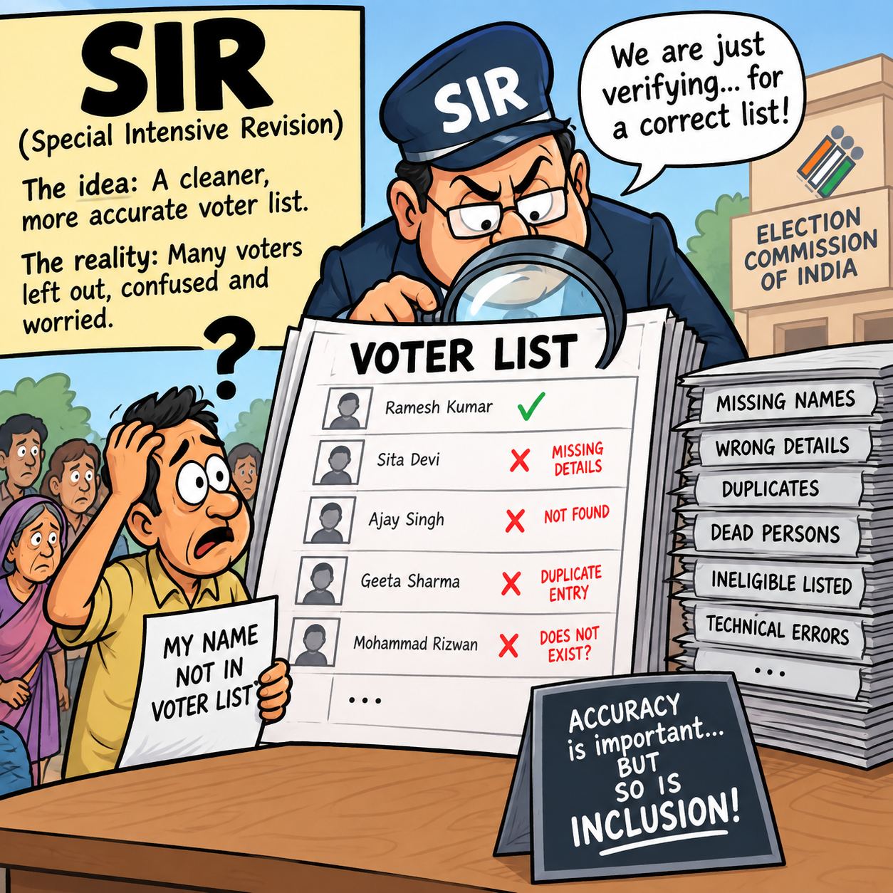 दिल्ली SIR में दिग्गजों के नाम भी जांच के घेरे में; आयोग बोला—नोटिस का मतलब नाम कटना नहीं